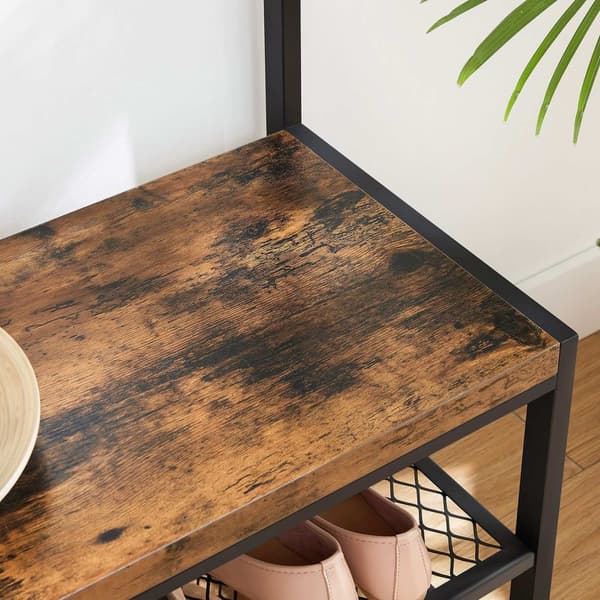Stort klädstativ, klädträd med 12 krokar och skobänk i industriell design, Hallträd