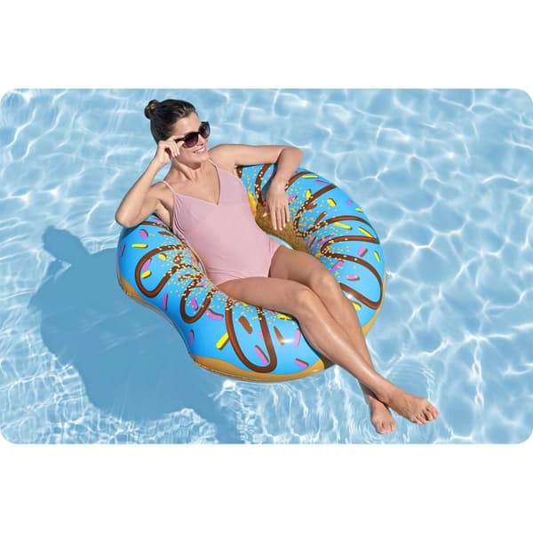 Oppustelig strandring til svømning blå Donut 107cm BESTWAY