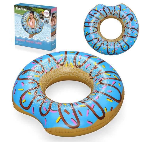 Oppustelig strandring til svømning blå Donut 107cm BESTWAY