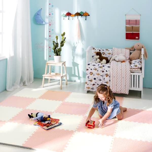 Ricokids stor skumpuslemåtte 60x60 cm 4 stk. fersken og hvid