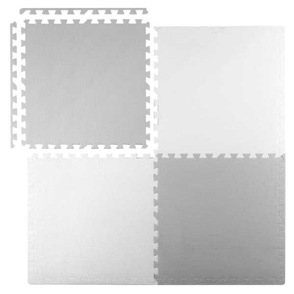 Stor skummatte, Ricokids puslespill 60x60cm 4 stk hvit og grå