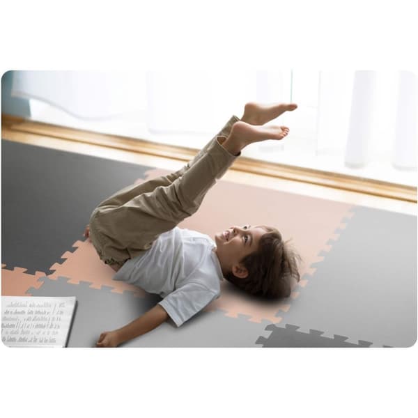 Iso vaahtomuovi pulmamatto Ricokids 180x180cm 9 kpl harmaa-persikka