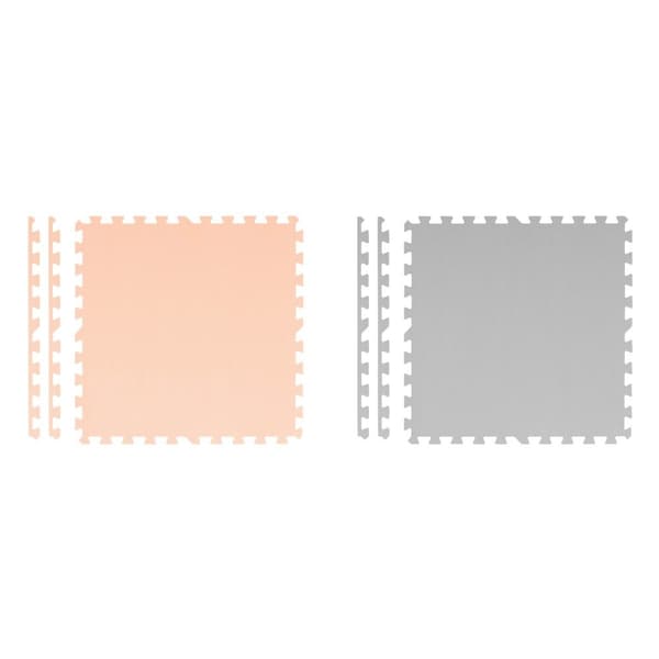 Iso vaahtomuovi pulmamatto Ricokids 180x180cm 9 kpl harmaa-persikka