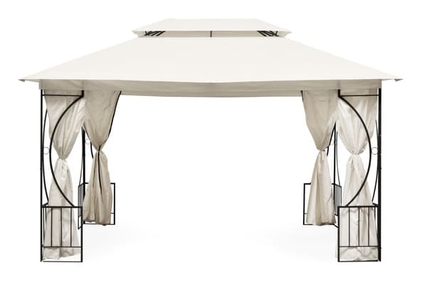 Luksus beige havepavillontelt Lysthus 3x4 m med myggenet og fulde vægge MultiGarden