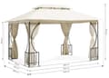 Miniatyrbillede 10 af 10: Luksus beige havepavillontelt Lysthus 3x4 m med myggenet og fulde vægge MultiGarden