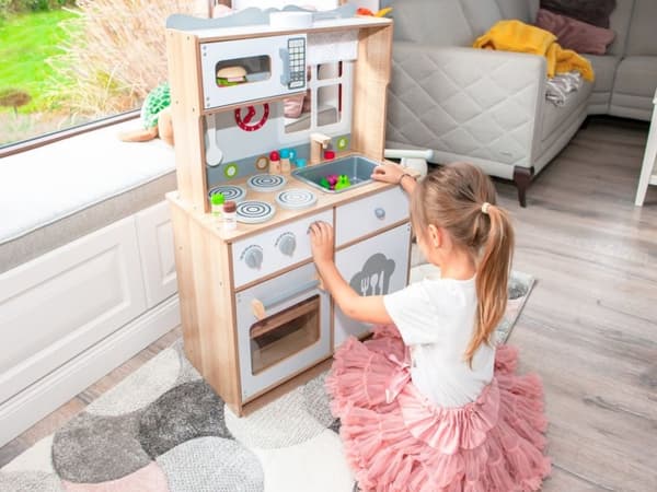 Legekøkken i træ til børn med ekstra tilbehør, ECOTOYS