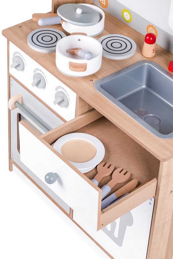 Legekøkken i træ til børn med ekstra tilbehør, ECOTOYS