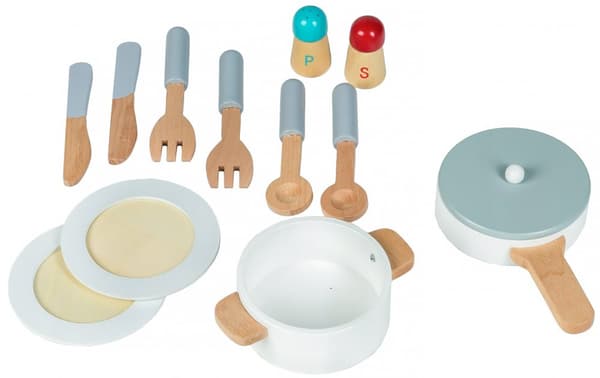Legekøkken i træ til børn med ekstra tilbehør, ECOTOYS