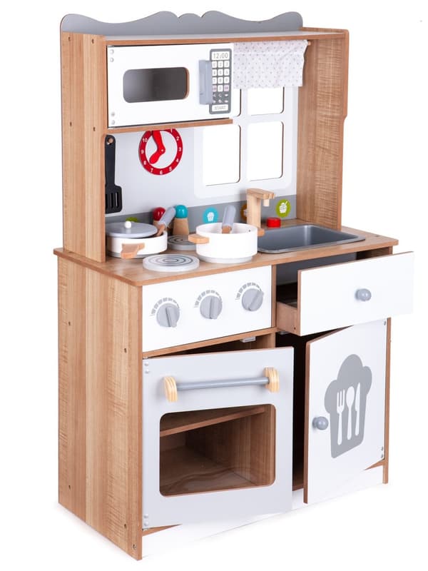 Legekøkken i træ til børn med ekstra tilbehør, ECOTOYS