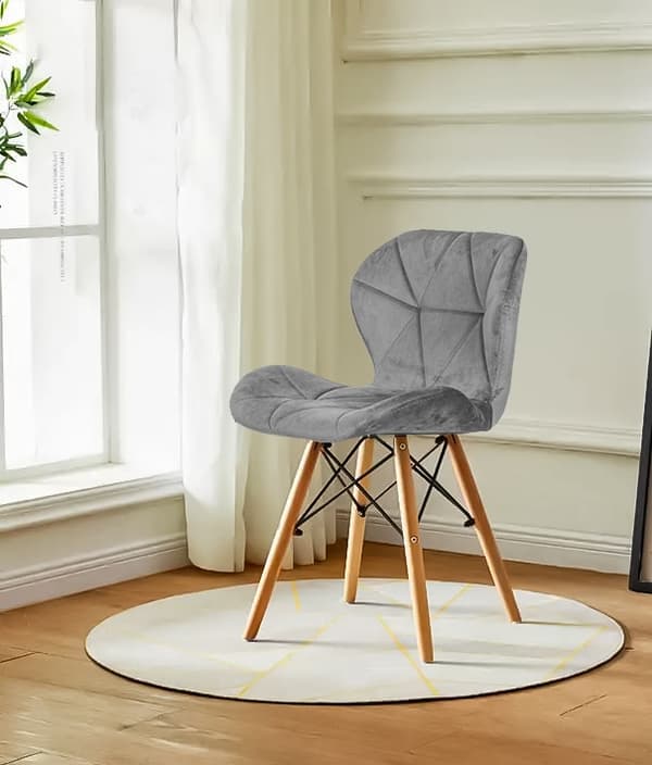 Sæt med 4 Velvet spise- og stuestole Grå ModernHome