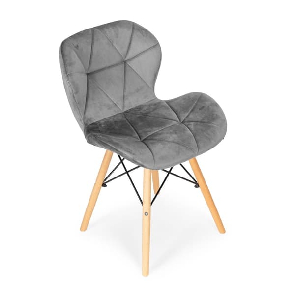Sæt med 4 Velvet spise- og stuestole Grå ModernHome