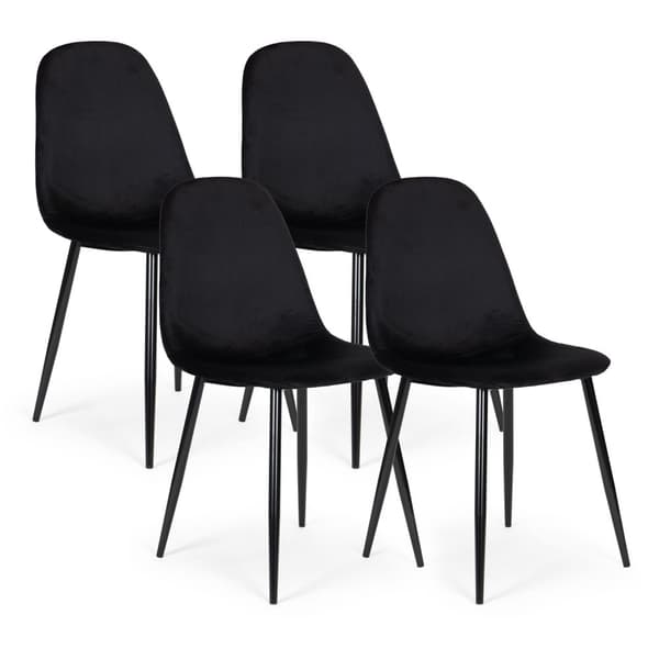 Sæt med 4 fløjlsstole til spisestue og stue Sort ModernHome