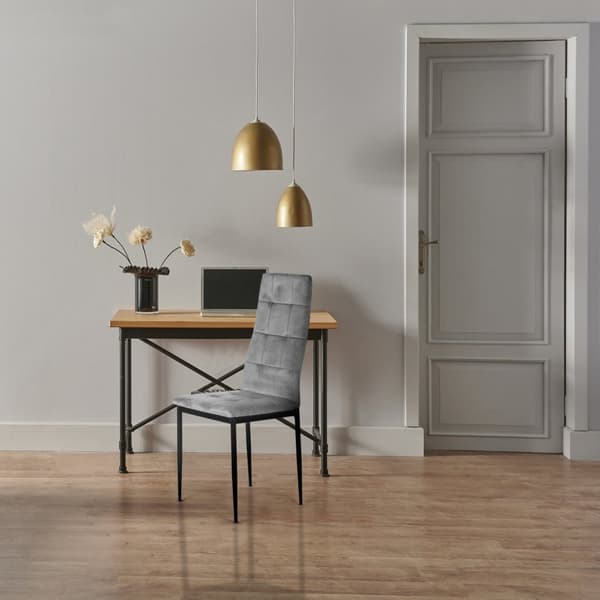Sæt med 4 fløjlsstole til spise- og stue Grå ModernHome