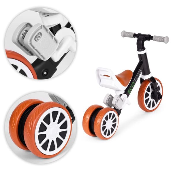Balansesykkel med pedaler 2i1 svart ECOTOYS