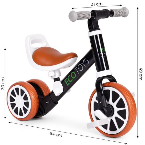 Balansesykkel med pedaler 2i1 svart ECOTOYS