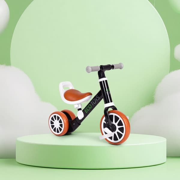 Balansesykkel med pedaler 2i1 svart ECOTOYS