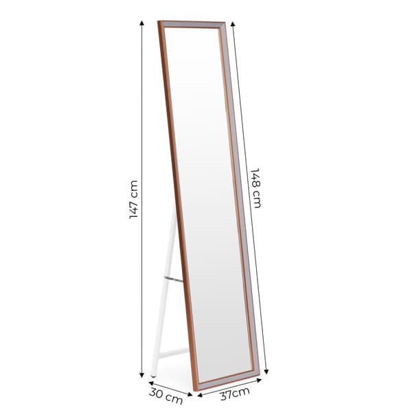 Stort stående spejl, 148 cm, aluminiumsramme, foldbart, ModernHome