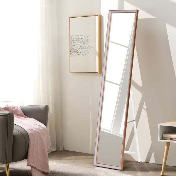 Stort stående spejl, 148 cm, aluminiumsramme, foldbart, ModernHome