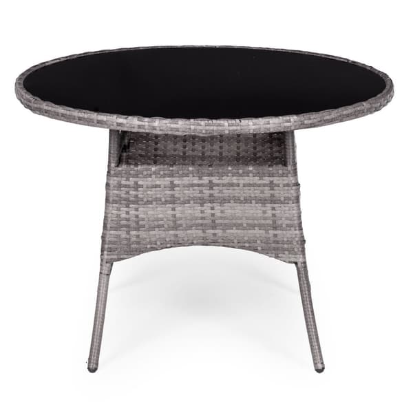 Hagemøbelsett med rottinglignende finish – 4 stoler + MultiGarden rundt bord