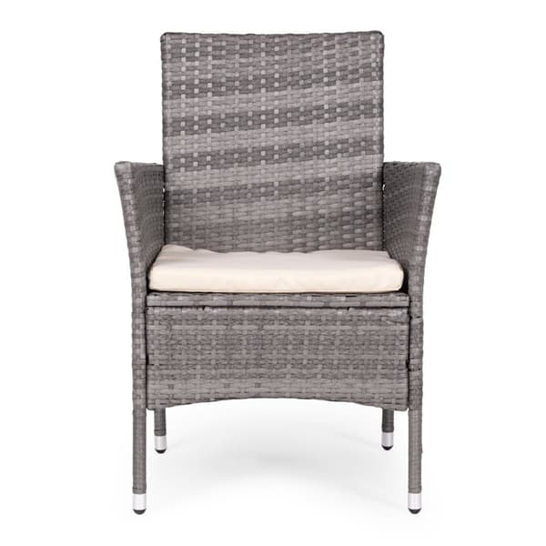 Hagemøbelsett med rottinglignende finish – 4 stoler + MultiGarden rundt bord