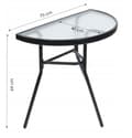 Miniatyrbillede 9 af 9: Halvcirkulært sofabord i sort glas til altan, terrasse, gårdhave