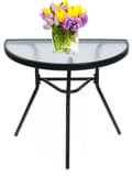 Miniatyrbillede 1 af 9: Halvcirkulært sofabord i sort glas til altan, terrasse, gårdhave