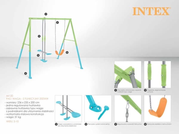 Double Garden Swing leikkisetti lapsille Glider INTEX 44120