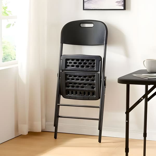 Sæt med 4 klapstole – Cateringsæt, Metal & HDPE, Sort ModernHome