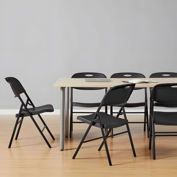 Sæt med 4 klapstole – Cateringsæt, Metal & HDPE, Sort ModernHome