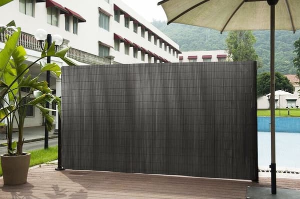 Kaksipuolinen bambumatto 150x300 cm parvekkeelle, terassille, aidalle antrasiittinen monipuutarha