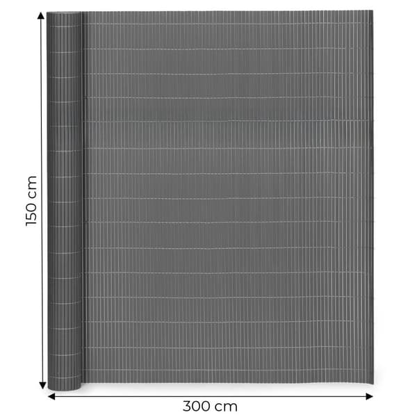 Kaksipuolinen bambumatto 150x300 cm parvekkeelle, terassille, aidalle antrasiittinen monipuutarha