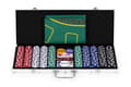 Miniatyrbillede 3 af 10: Poker- og blackjack-sæt – 500 jetoner, 2 sæt kort, terninger, spillemåtte, låsbar kuffert