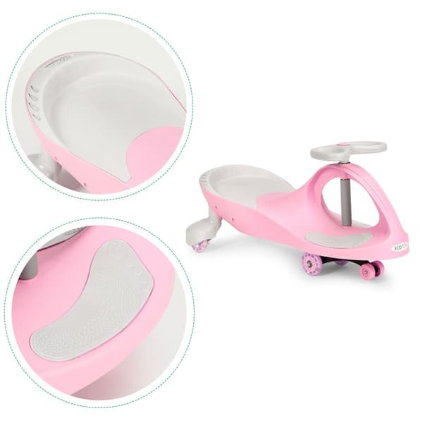 Wiggle bil ride-on leketøy LED hjul rosa ECOTOYS