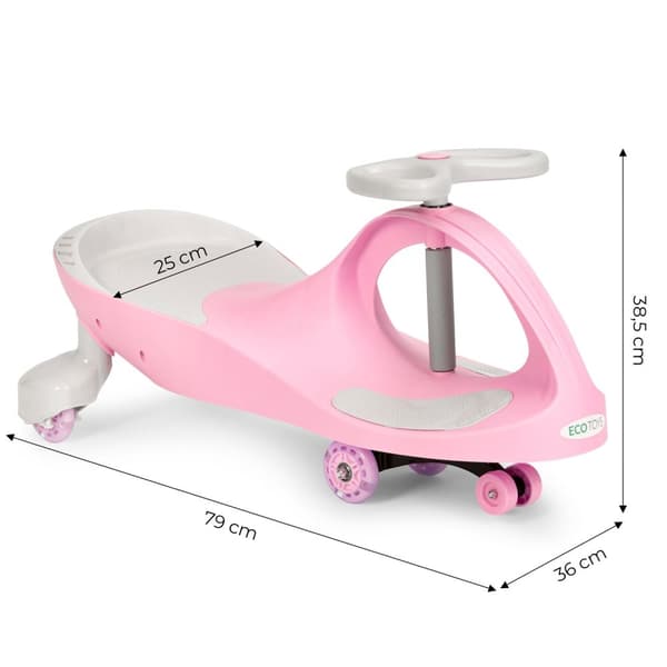 Wiggle bil ride-on leketøy LED hjul rosa ECOTOYS
