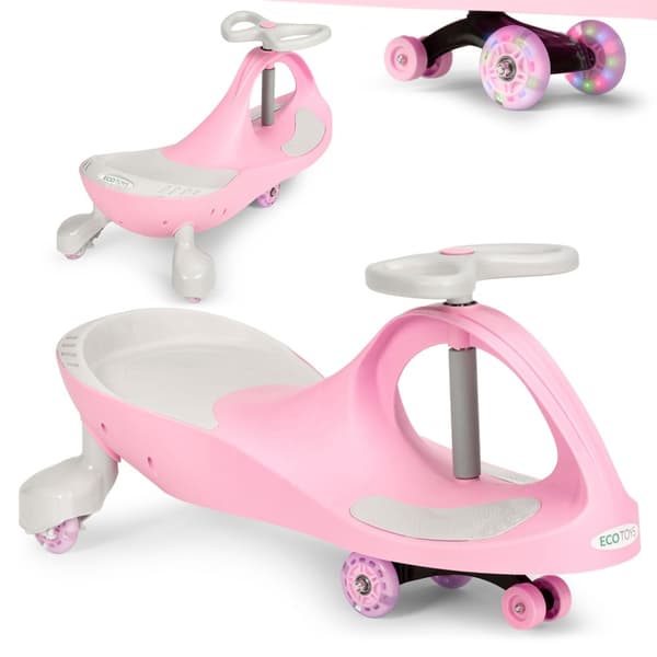 Wiggle bil ride-on leketøy LED hjul rosa ECOTOYS