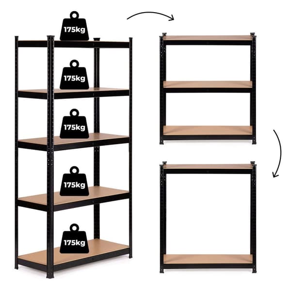 Metalopbevaringshylde 180x90x40 cm til garage eller kælder, 5 hylder, 875 kg Kapacitet ModernHome