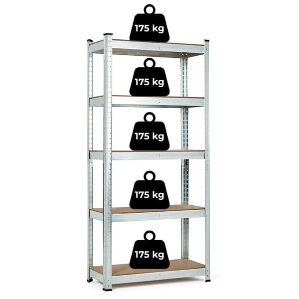 Opbevaringsstativ 180x90x40 cm Galvaniseret stål, 5 hylder, 875 kg Kapacitet ModernHome