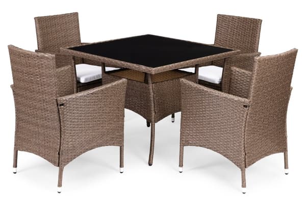 Havemøbelsæt med rattanlignende finish – 4 stole + bord MultiGarden
