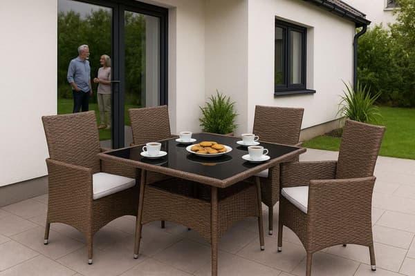 Havemøbelsæt med rattanlignende finish – 4 stole + bord MultiGarden