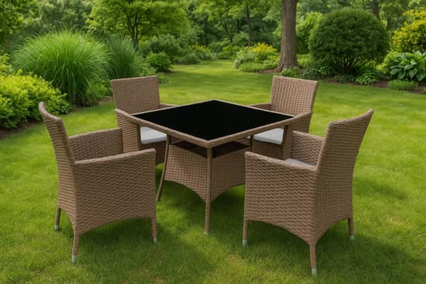 Havemøbelsæt med rattanlignende finish – 4 stole + bord MultiGarden