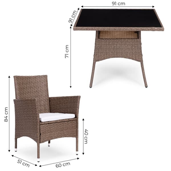 Havemøbelsæt med rattanlignende finish – 4 stole + bord MultiGarden