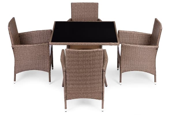 Havemøbelsæt med rattanlignende finish – 4 stole + bord MultiGarden