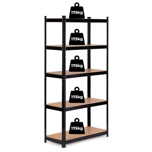 Metalopbevaringshylde 180x90x30 cm til garage eller kælder, 5 hylder, 875 kg Kapacitet ModernHome