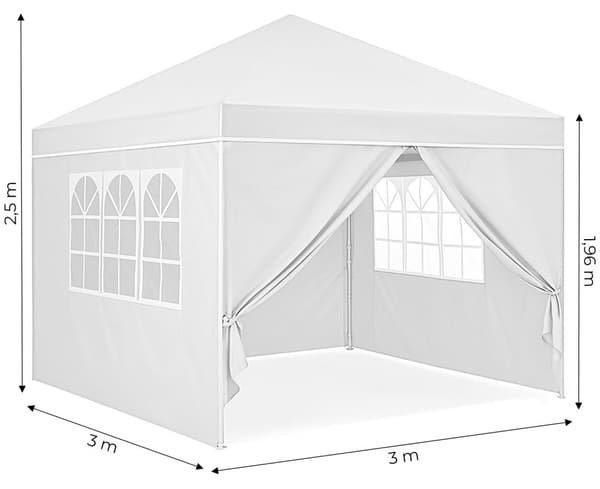 Havepavillontelt 3x3 m Pop-Up med 4 Sidevægge MultiGarden