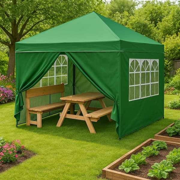 Trädgårdspaviljongtält 3x3 m Pop-Up med 4 sidoväggar MultiGarden