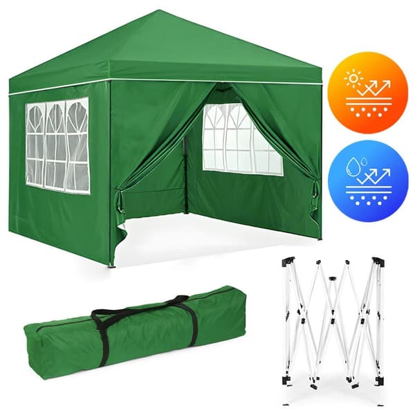 Trädgårdspaviljongtält 3x3 m Pop-Up med 4 sidoväggar MultiGarden