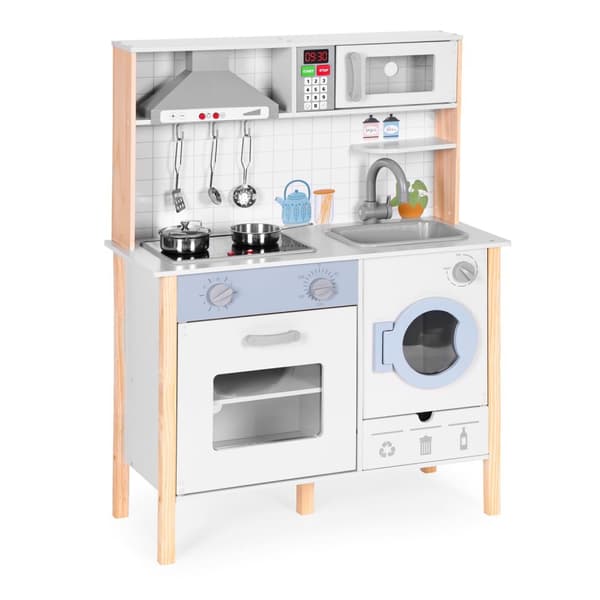 Kids Play Kitchen med lyder, LED, ovn, vaskemaskin og tilbehør ØKOLEKER