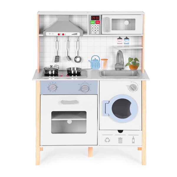 Kids Play Kitchen med lyder, LED, ovn, vaskemaskin og tilbehør ØKOLEKER