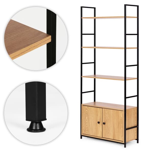 Industriel loftshylde med skab og 4 hylder ModernHome
