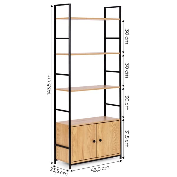Industriel loftshylde med skab og 4 hylder ModernHome